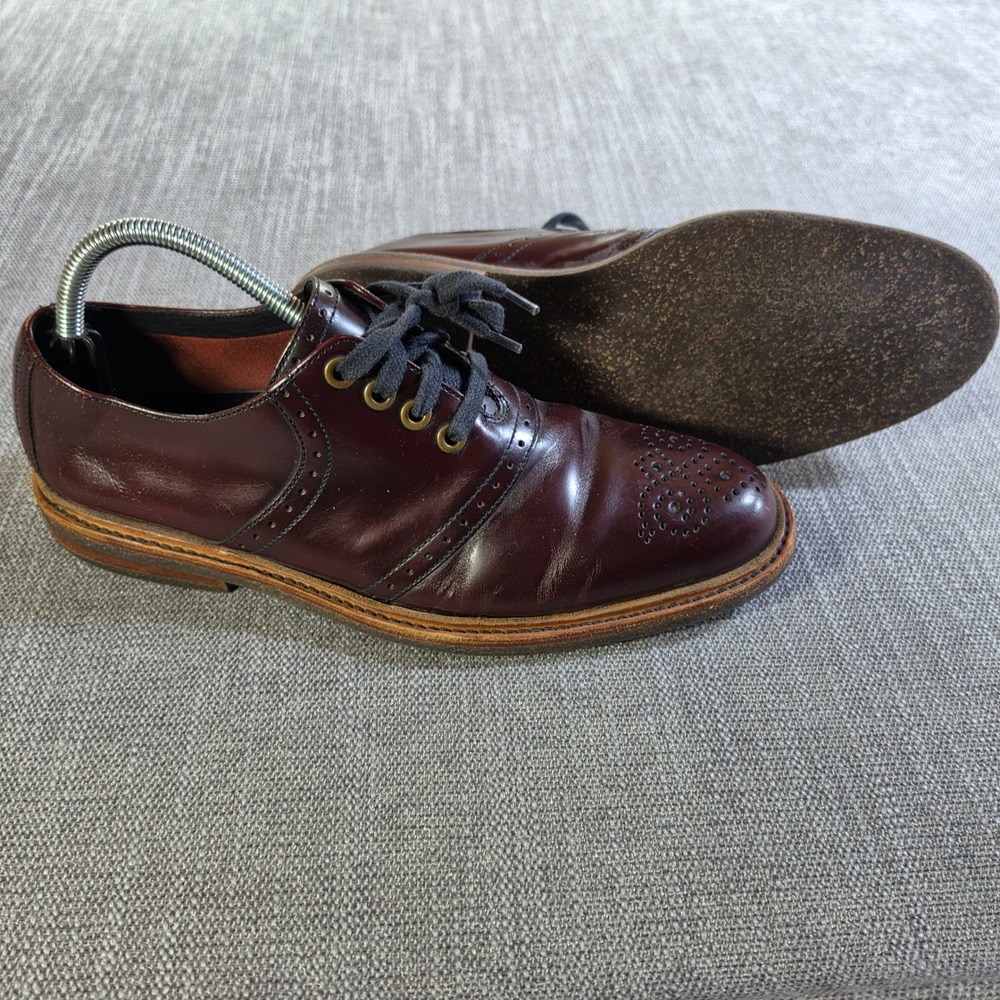 Cole Haan Oxford Shoes Mens 8.5M Burgundy Leather Brogue Wood Sole C09123‎